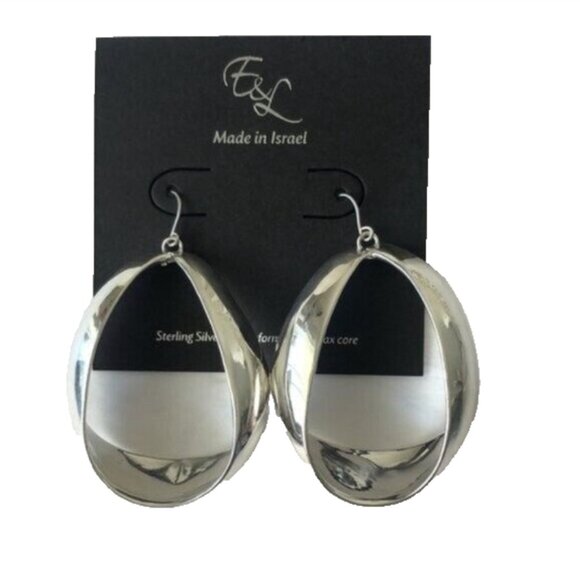 E&L Israel Electroform Earrings Sterling Silver 2.5in long - Picture 4 of 12